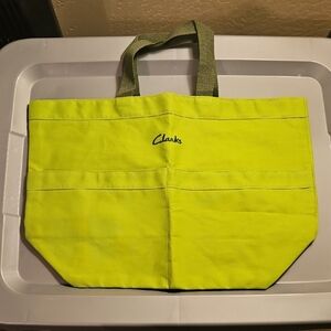 Clarks Lime GreenCanvas Tote with Olive Handles